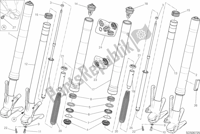 Todas las partes para Tenedor Frontal de Ducati Monster 821 Stripes 2017
